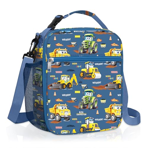 Clastyle Car Insulated Kid Lunch Bag for Boy Lunch Box, Yellow Excavator - color: Yellow Excavator