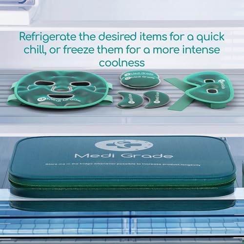 Medi Grade Face Ice Pack and Cooling Eye Mask Set, ChillGel Gel Mask, Green - color: Green