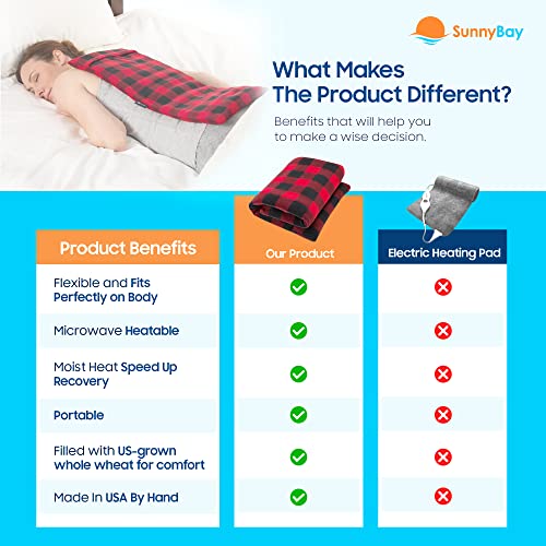 SunnyBay Extra Large Microwavable Heating Pad, 10x24 inch, 2.8 lb, Buffalo - color: Unscented Buffalo