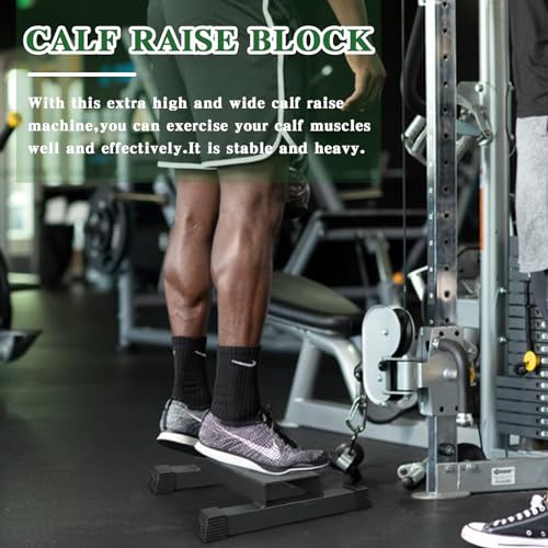 BLUSLM Steel Calf Raise Bar, Standing Machine for Stretching, Squat, Foot Stretch, Anti-Slip Solid Block - color: Black 03