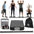 EVO Gym - Portable Home Gym Strength Training Equipment, At Home Gym | All in One Gym - Resistance Bands, Base Holds Gym Bar & Handles for Travel | Portable Gym & Home Exercise Equipment - style: Advanced - 8 Bands (220 Pounds)