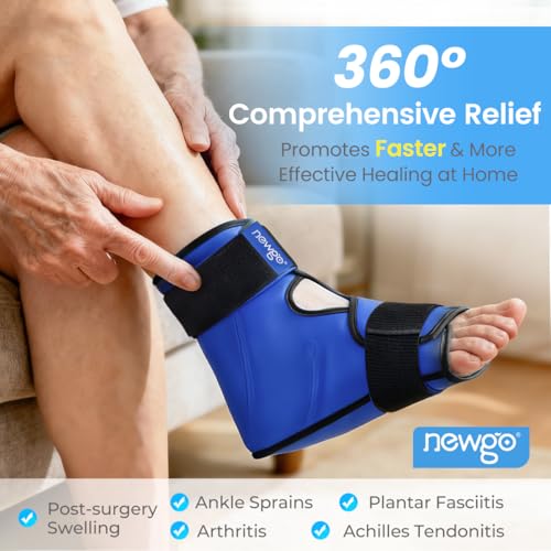 NEWGO Foot Ice Pack Wrap – Cold Compression for Plantar Fasciitis, Blue - color: Blue-1 Pack