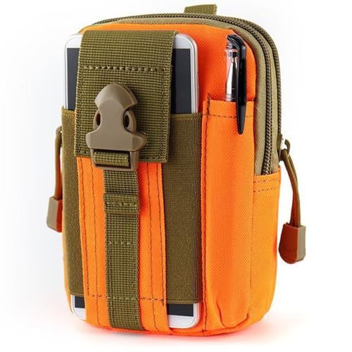 Belt Pouch, Tactical Molle Phone Pouch EDC Utility Pouches Waist Bag Packs, Small Cell Phone Holster Gear Tool Gadget Pocket for Men Running - color: Orange