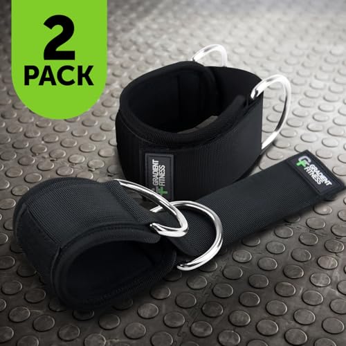 Ankle Straps for Cable Machines, Adjustable, 2 Pack - style: Black 2 D-Rings