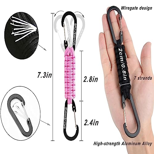 BRAVESHINE Paracord Keychain Carabiner Clip | D Ring Hanger Lanyard Hook - color: Purple