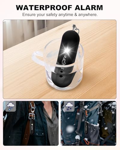 Personal Safety Alarm for Women - Waterproof Rechargeable Security Alarm - 140dB Extra Loud Siren with SOS Strobe Light - Self Defense Keychain for Women Girls Teens Seniors(Black) - color: Black