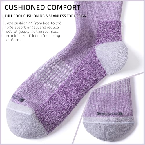 LEVSOX Bamboo Viscose Wide Calf Compression Socks 20-30 mmHg with Cushioned - color: Purple Grey, size: Medium