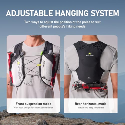 N NEVO RHINO 5L Running Vest, Water Vest Backpack with 2x500ml Soft Flasks - color: Black, size: Medium