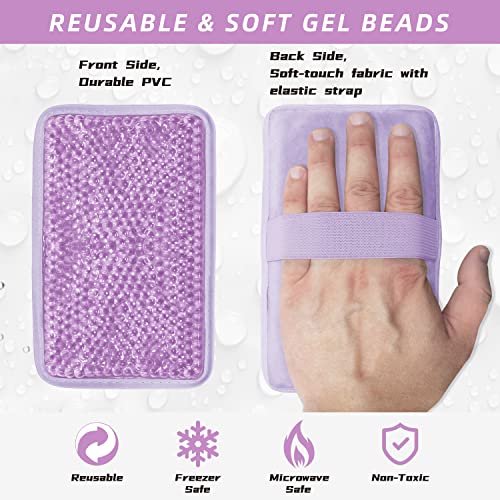 Gel Ice Pack for Injuries Ice Bag with Strap-2 Pack Reusable Hot Cold Pack - color: Purple-2 Pack
