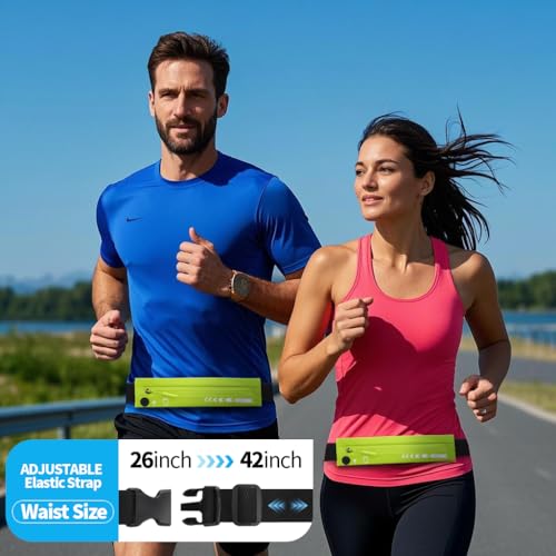 USHAKE Slim Running Belt Women Men, Bounce Free Fanny Pack Phone Holder - color: Yellow