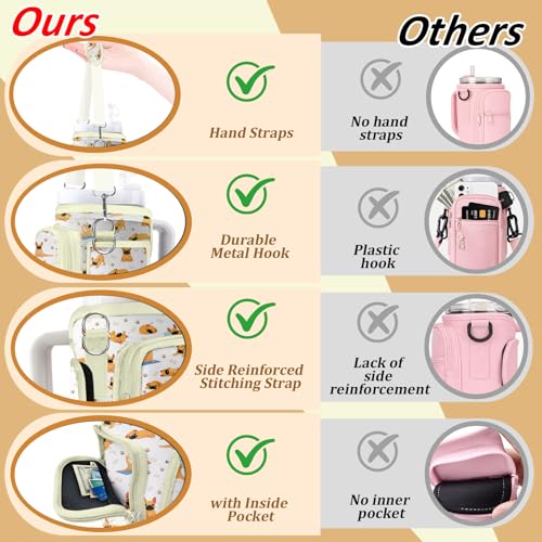Water Bottle Carrier Bag for Stanley 40/30oz Cup Tumbler with Phone Pocket,Insulated Crossbody Water Bottle Holder with Adjustable Strap,Water Bottle Sling Pouch for Hiking Walking Camping Accessories - color: French Bulldog Dog