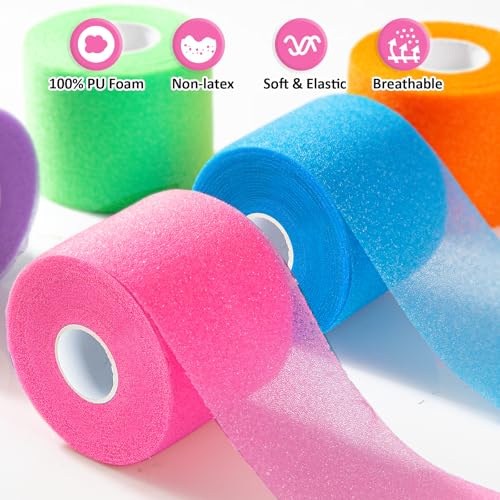 9 Rolls (108 Yards) Prewrap Athletic Tape, 9 Colors Sports Pre Wrap