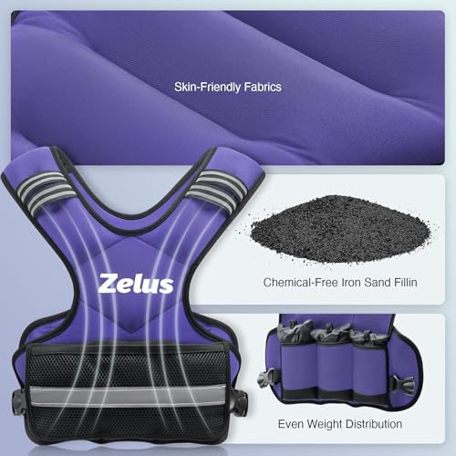 ZELUS Weighted Vest for Men Women,Adjustable 4-32lb Vest, Removable Weights - color: Violet, size: 11-20 lb.