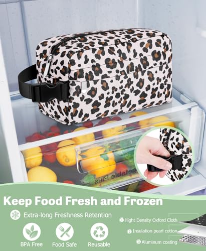Small Lunch Bag, Freezable Snack Bag for Kids, Mini Lunch Box - color: Leopard Print