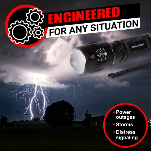 GearLight LED Flashlight Bright, Zoomable Tactical Flashlights with High Lumens and 5 Modes for Emergency and Outdoor Use -Camping Accessories -S1000 - S1000-1 Pack, (Batteries Included) - color: Batteries Included 1 Pack