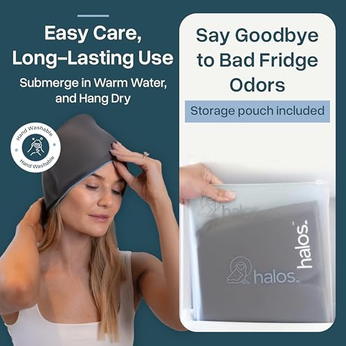MyHalos Migraine & Headache Relief Cap, 30% More Gel, Hot & Cold Ice Wrap - color: Gray - Pack of 1