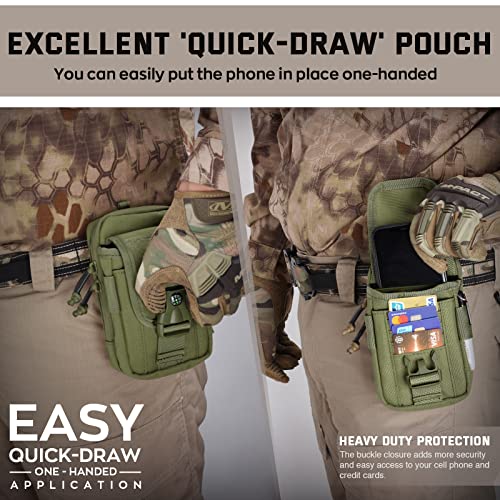 WYNEX Tactical Phone Pouch Molle, EDC Phone Holster, Small Admim Pouch - color: Army Green