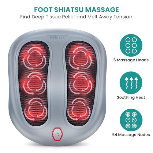 Nekteck Shiatsu Foot Massager with Heat for Plantar Fasciitis - color: Gray