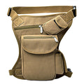 Small Multi-Purpose Drop Waist Leg Bag Canvas Utility Tactical Hip Molle Pack Sport Camping Hiking Motorcycle Racing Thigh Pouch Khaki - color: Khaki