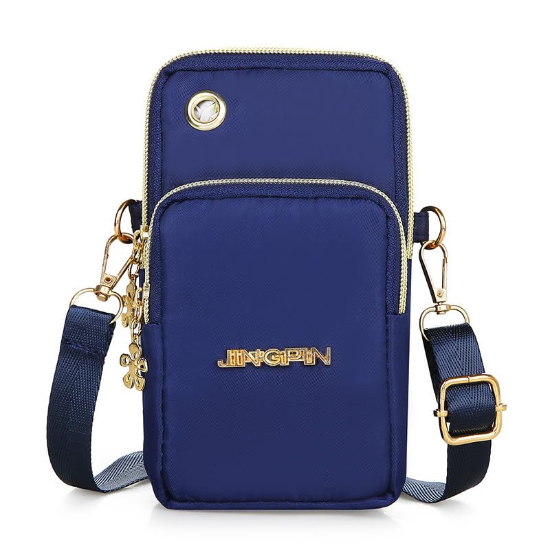 Crossbody Phone Bag Universal Armbands Phone Holder Pouch Case With Earphone Hole, Shoulder Handbag With Adjustable Strap - color: Blue