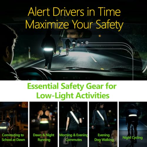 Reflective Sash for Night Walking, 360° High Visibility Running Safety Gear