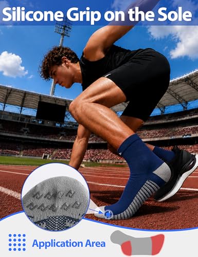 Mens Compression Running Socks: 15-20 mmHg Arch Support Non-Slip - color: E-blue Blue Blue, size: 13-16