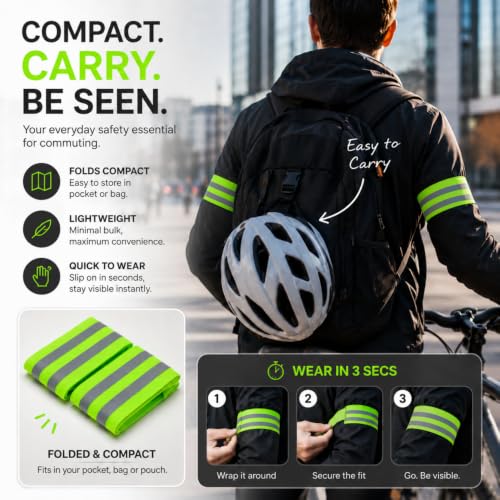 2pcs Reflective Leg Bands Adjustable Hook and Loop High Visibility Straps for Night Running Cycling Biking and Outdoor Sports, Green - color: Green