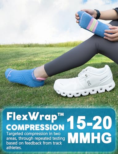 Juclise Women's No Show Compression Running Socks, 3 Pairs - color: Lavender Lux+washed Denim+aqua Black, size: Small