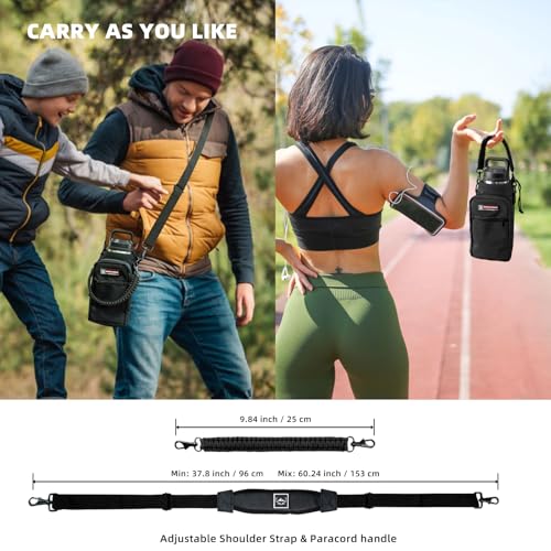 NATURE PIONEOR 26-128 oz Insulated Water Bottle Carrier Holder with Strap - color: Black, size: 32-36oz