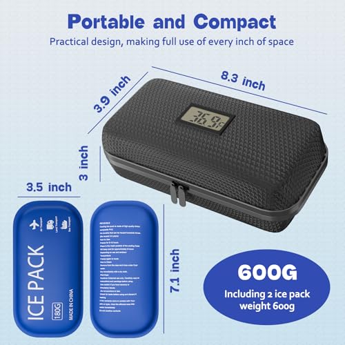 Insulin Cooler Travel Case TSA Approved Diabetic Care Medicine Cooling Bag - color: Black