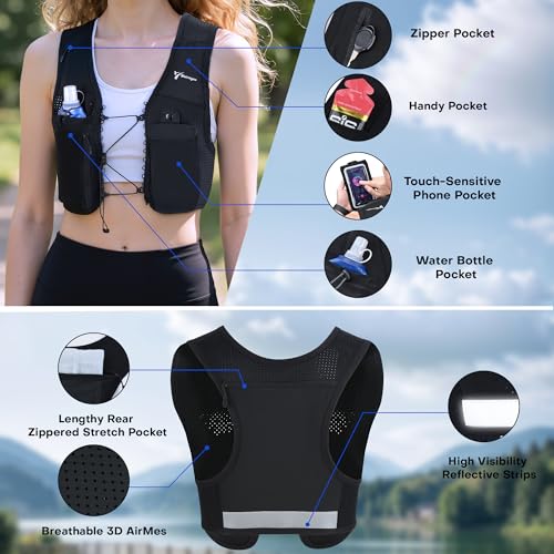 Running Vest for Women Men, Lightweight Hydration Vest for Training Runs - size: Medium-Large