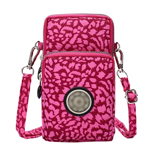 ZGMYC 3-Layers Cellphone Pouch Wristlet Purse Waterproof Sports Armband Shoulder Bag Wallet - color: Pink Leopard Print