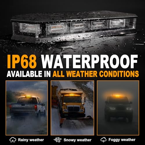 ASPL 16.5 Inch Roof Top Beacon Warning Strobe Light for Trucks Amber - color: Amber