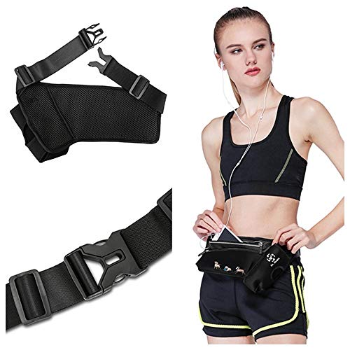 Running Belt Sport Waist Pack/Pouch w/Water Bottle Holder Hydration Fanny Pack Reflective Stripes Cellphone Storage Earphone hole for Dog walker Hiking Travel Adjustable (Black with Dog Prints) - color: Black with Dog Prints