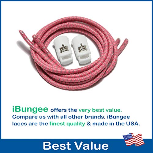 IBUNGEE LACES (Elastic No Tie Shoelaces (Made in the USA) - color: Pink Reflective, size: 22-inch