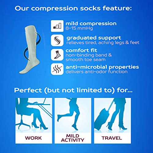 Dr. Motion 4 Pairs Compression Socks for Men, Knee High - color: Pack-brown