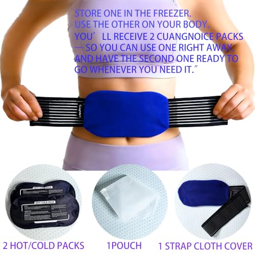 2 Pack Hot & Cold Gel Ice Packs with Adjustable Wrap,Reusable Hot Cold Therapy Pack for Discomfort Relief, Flexible Ice Pack for Back, Shoulder, Knee, Waist, Elbow, Ankle Support