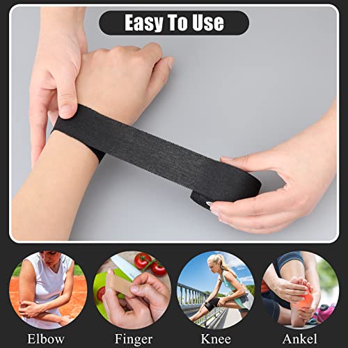 130 Yard 1.5 Inch Black Athletic Sports Cotton Tape Pre Wrap Easy Tear - color: Black, size: 1.5 In