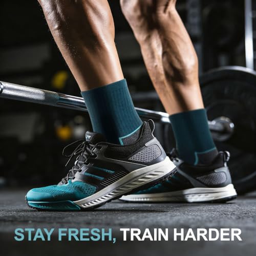 Men's Cushioned Ankle Socks, Athletic Running Gym Socks 6 Pairs - color: 6 Pairs Multicolor, size: 8-10