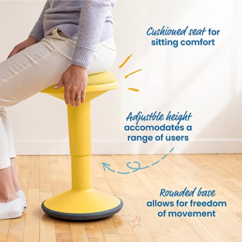 ECR4Kids Sitwell Wobble Stool with Cushion, Adjustable Height, Active Seating, Yellow - color: Yellow