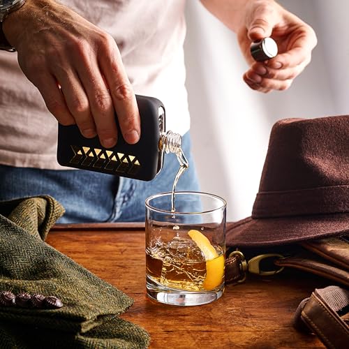 Le’raze 3.4 oz Glass Hip Flask, Sleek Silicone Sleeve | 100ml Single Shot Pocket Bottle for Alcohol Liquor | Leakproof Lids, Funnel | Cute Discreet Concert, TSA Travel Approved Shatterproof Mini Gift - size: 3.4oz.