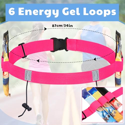 JOVITEC 2 Pack Race Number Belt with 6 Gel Loops, Pink and Black - color: Pink and Black
