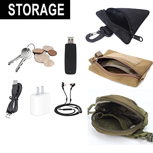 2 Packs Tactical EDC Pouches Compact Mini Military Molle Utility Pouch Accessories Organizer Bags Coin Purse Keychain Pockets Credit Card Holder for Waist Pack - color: 2 Pack Triangle Black