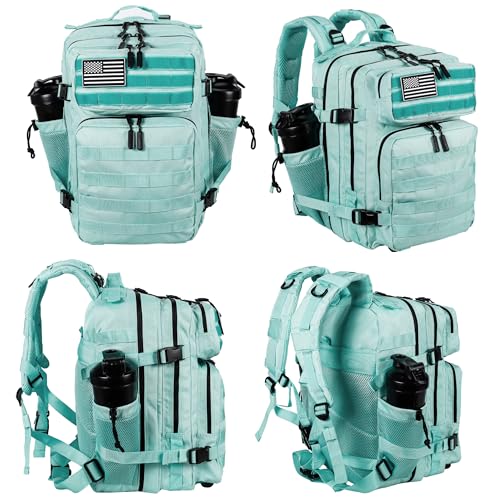 LHI Tactical Military Backpack for Men and Women 25L/35L Army Assault Pack Bag Small Rucksack with Bottle Holder - color: 35l-peppermint, size: Medium
