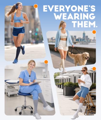 Compression Socks Women & Men for Nurse Travel Flying Running Cycling - color: White, size: Large-X-Large