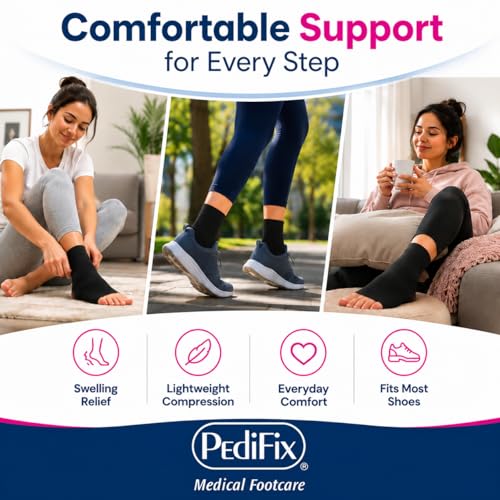 Pedifix Compression Ankle Sleeve, Foot & Ankle Support, Black, XXL 1 Sleeve - color: Black, size: XX-Large