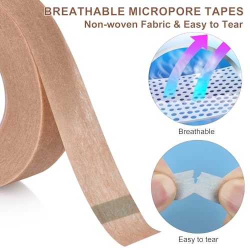 Medical Tape with Dispenser Paper Tape Medical 0.5 inch x 10yd Sensitive Skin Micropore Tape Breathable for Wound Care Nose Tape for Rhinoplasty Shaping(2 Rolls Nose Tape + 2 Dispensers Included) - color: Beige:0.5 Inch X 9.14m
