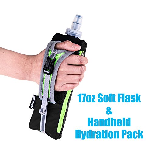 Quick Grip Chill 17 oz Handheld Soft Flask Water Bottle with Hydration Pack