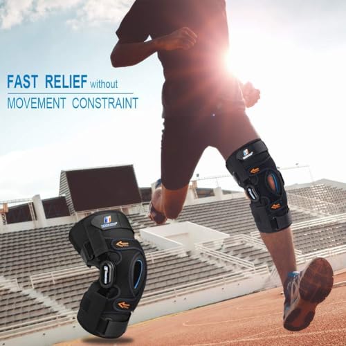 T TIMTAKBO Hinged Knee Brace for Men Women W/Removable Side Stabilizers(S) - size: S fit Upper 14-18"/Lower 12-14"