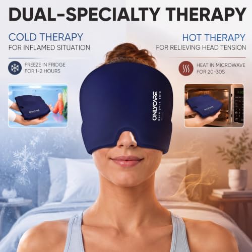 ONLYCARE Migraine Relief Cap, Headache Relief Cold Cap with Odorless Gel - color: Blue